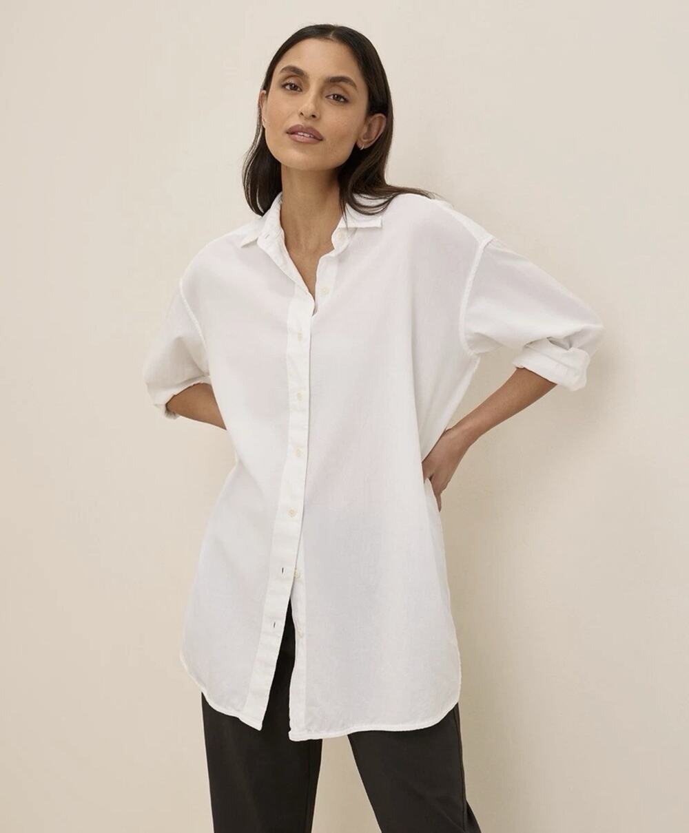Pact Women's Sunset Lightweight Organic Cotton Oversized Shirt White XL/XXL